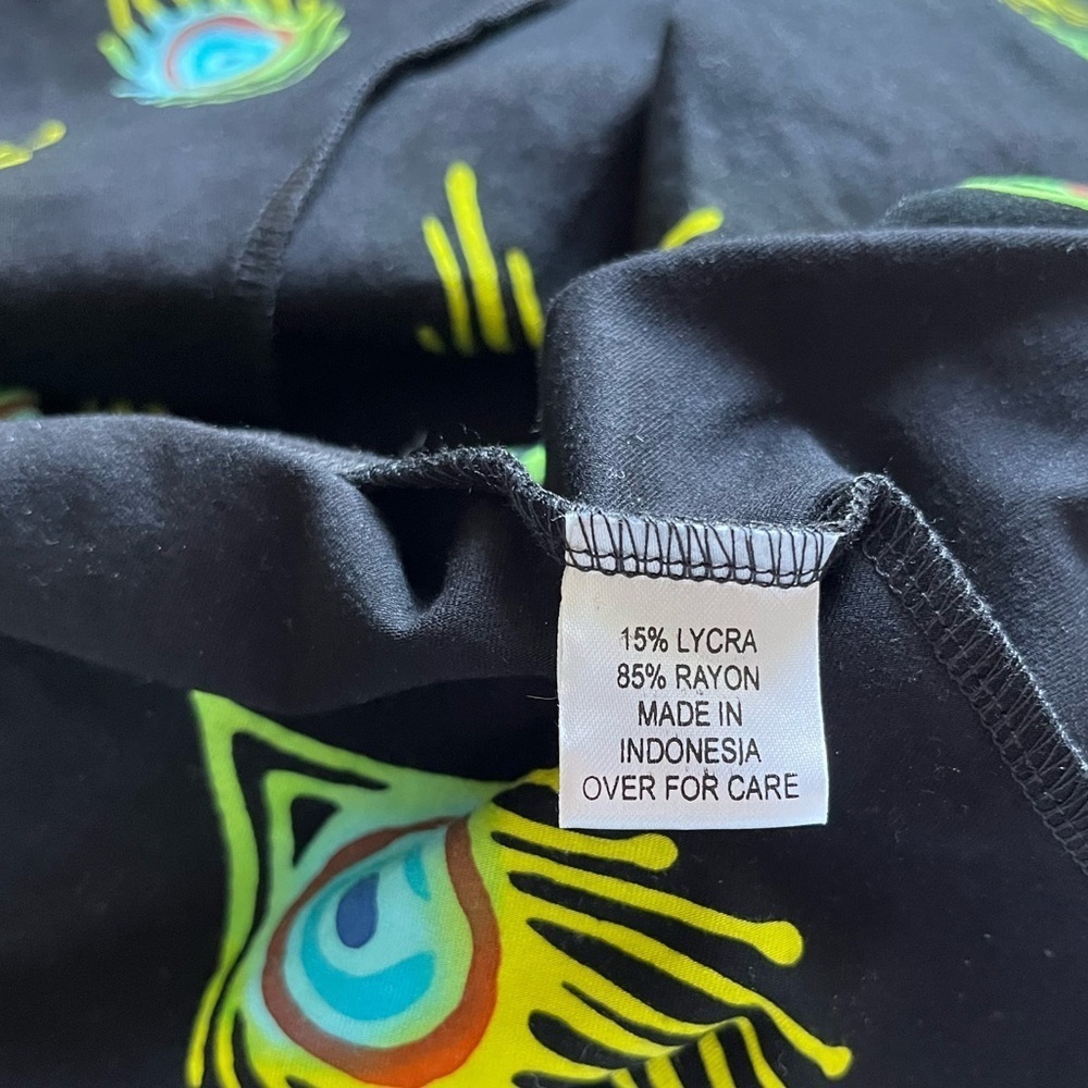 Design By Naomi Peacock Feather Print Black Skirt Large - Picture 7 of 9